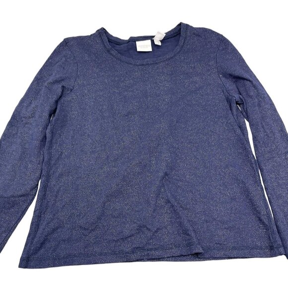 Weekends long sleeve shirt sparkles flowy cotton blue silver size 1 READ - Picture 1 of 9